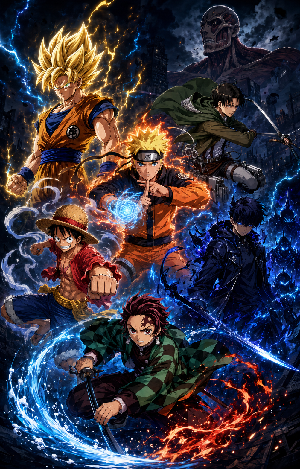 Composição inspirada em diferentes universos de anime